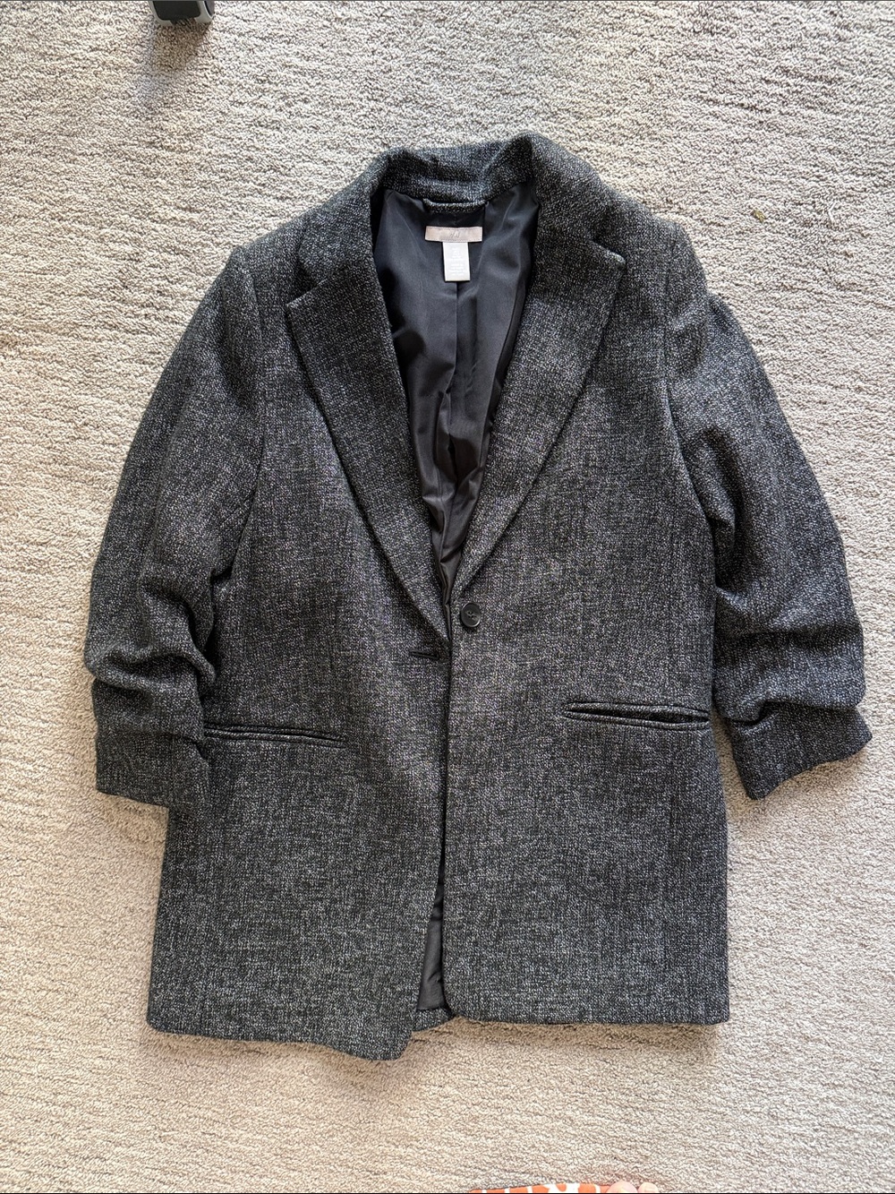 H&M Black and Charcoal Tweed-Look Blazer